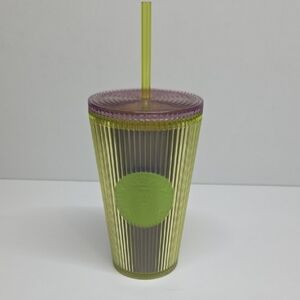 Starbucks 16 Oz Green and Purple Tumbler with Straw